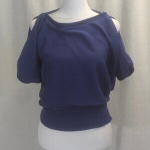 Trina Turk Size Small Periwinkle Cold Shoulder Sweater